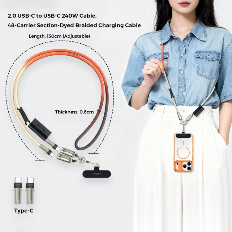 สายชาร์จแบบ Type-C เป็น Type-C พร้อมฟังก์ชันหลากหลาย ปรับเป็นสายคล้องโทรศัพท์แบบ Crossbody ได้ รุ่น MOCOME W3