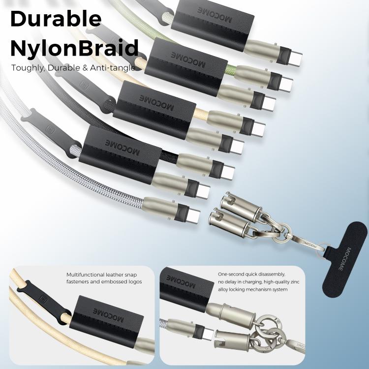 สายชาร์จแบบ Type-C เป็น Type-C พร้อมฟังก์ชันหลากหลาย ปรับเป็นสายคล้องโทรศัพท์แบบ Crossbody ได้ รุ่น MOCOME W3