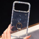 เคสโทรศัพท์ไฮบริด TPU PC IMD สองด้านประดับเพชรพร้อมที่จับแหวน สำหรับ iPhone 17 Pro Max, สำหรับ iPhone 17 Pro, สำหรับ iPhone 17, สำหรับ iPhone Air, สำหรับ iPhone 16 Pro Max, สำหรับ iPhone 16 Pro, สำหรับ iPhone 16 Plus, สำหรับ iPhone 16