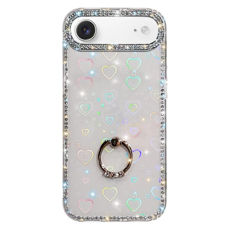 เคสโทรศัพท์ไฮบริด TPU PC IMD สองด้านประดับเพชรพร้อมที่จับแหวน สำหรับ iPhone 17 Pro Max, สำหรับ iPhone 17 Pro, สำหรับ iPhone 17, สำหรับ iPhone Air, สำหรับ iPhone 16 Pro Max, สำหรับ iPhone 16 Pro, สำหรับ iPhone 16 Plus, สำหรับ iPhone 16