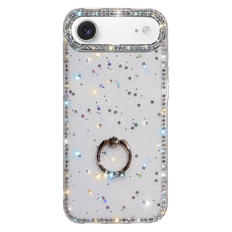 เคสโทรศัพท์ไฮบริด TPU PC IMD สองด้านประดับเพชรพร้อมที่จับแหวน สำหรับ iPhone 17 Pro Max, สำหรับ iPhone 17 Pro, สำหรับ iPhone 17, สำหรับ iPhone Air, สำหรับ iPhone 16 Pro Max, สำหรับ iPhone 16 Pro, สำหรับ iPhone 16 Plus, สำหรับ iPhone 16