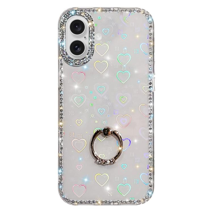 เคสโทรศัพท์ไฮบริด TPU PC IMD สองด้านประดับเพชรพร้อมที่จับแหวน สำหรับ iPhone 17 Pro Max, สำหรับ iPhone 17 Pro, สำหรับ iPhone 17, สำหรับ iPhone Air, สำหรับ iPhone 16 Pro Max, สำหรับ iPhone 16 Pro, สำหรับ iPhone 16 Plus, สำหรับ iPhone 16