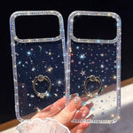 เคสโทรศัพท์ไฮบริด TPU PC IMD สองด้านประดับเพชรพร้อมที่จับแหวน สำหรับ iPhone 17 Pro Max, สำหรับ iPhone 17 Pro, สำหรับ iPhone 17, สำหรับ iPhone Air, สำหรับ iPhone 16 Pro Max, สำหรับ iPhone 16 Pro, สำหรับ iPhone 16 Plus, สำหรับ iPhone 16