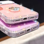 เคสโทรศัพท์ไฮบริด TPU PC IMD สองด้านประดับเพชรพร้อมที่จับแหวน สำหรับ iPhone 17 Pro Max, สำหรับ iPhone 17 Pro, สำหรับ iPhone 17, สำหรับ iPhone Air, สำหรับ iPhone 16 Pro Max, สำหรับ iPhone 16 Pro, สำหรับ iPhone 16 Plus, สำหรับ iPhone 16