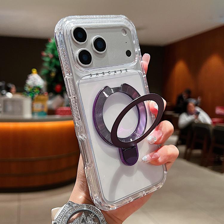 เคสโทรศัพท์แม่เหล็กพร้อมที่จับหมุนโลหะใส สำหรับ iPhone 17 Pro Max, สำหรับ iPhone 17 Pro
