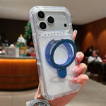 เคสโทรศัพท์แม่เหล็กพร้อมที่จับหมุนโลหะใส สำหรับ iPhone 17 Pro Max, สำหรับ iPhone 17 Pro