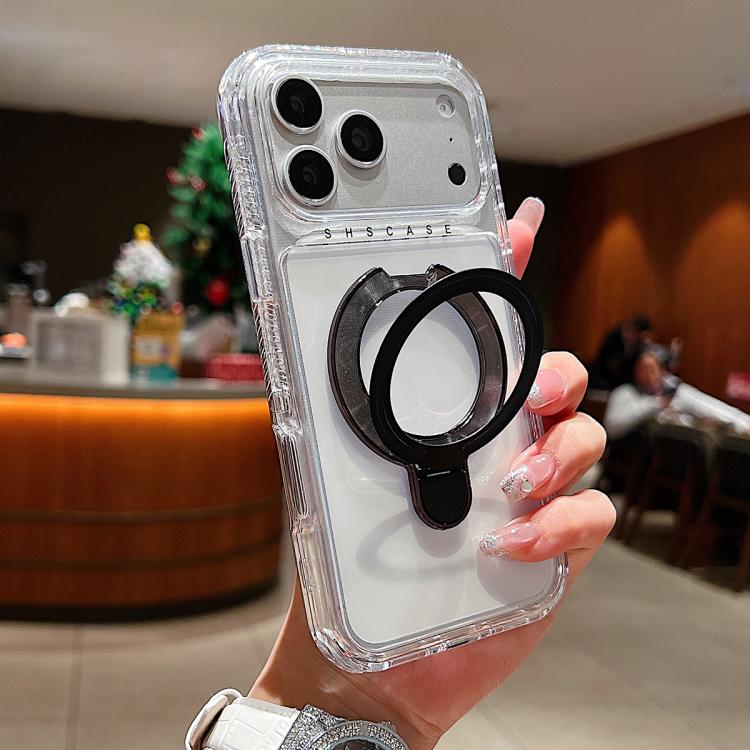 เคสโทรศัพท์แม่เหล็กพร้อมที่จับหมุนโลหะใส สำหรับ iPhone 17 Pro Max, สำหรับ iPhone 17 Pro
