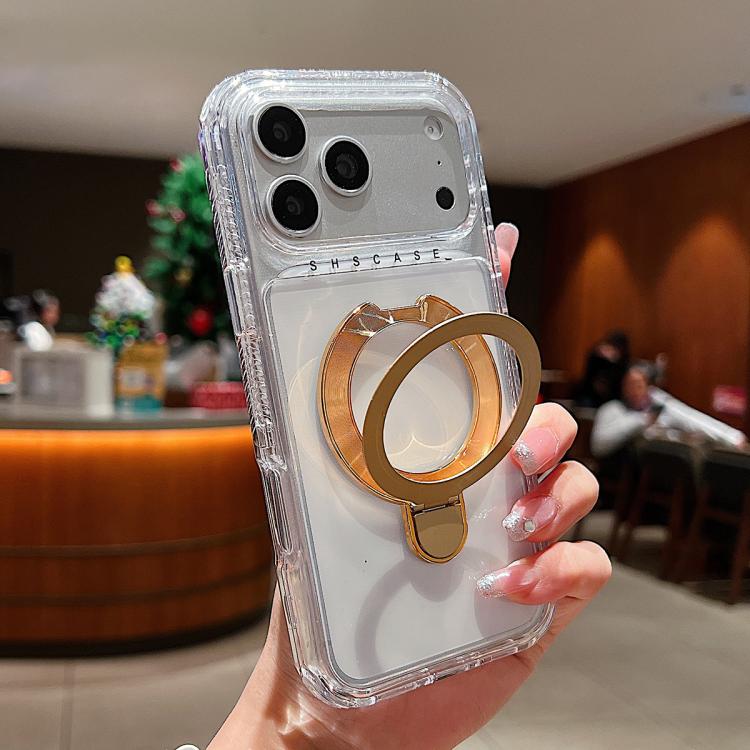 เคสโทรศัพท์แม่เหล็กพร้อมที่จับหมุนโลหะใส สำหรับ iPhone 17 Pro Max, สำหรับ iPhone 17 Pro
