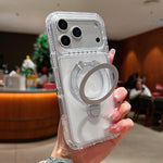 เคสโทรศัพท์แม่เหล็กพร้อมที่จับหมุนโลหะใส สำหรับ iPhone 17 Pro Max, สำหรับ iPhone 17 Pro