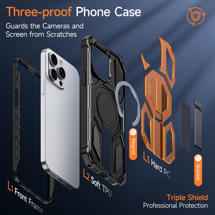 เคสโทรศัพท์กันกระแทกแม่เหล็ก พร้อมที่จับโลหะซ่อน สำหรับ iPhone 13 Pro