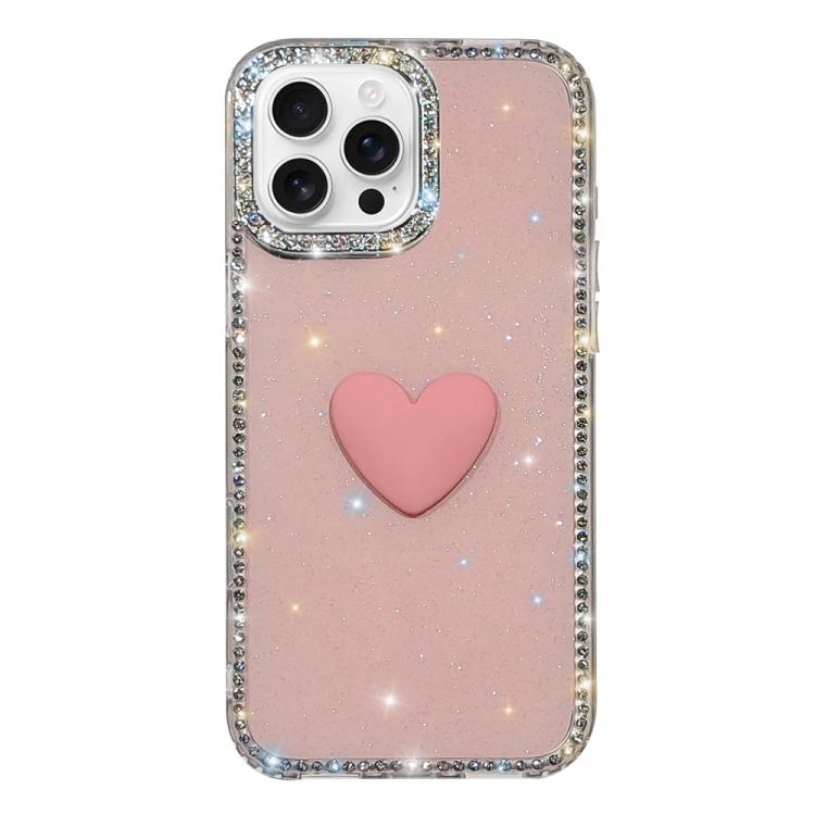 เคสโทรศัพท์ IMD หัวใจรักสองด้านประดับคริสตัลแฟลช สำหรับ iPhone 16 Pro Max, สำหรับ iPhone 16 Pro, สำหรับ iPhone 16 Plus, สำหรับ iPhone 16, สำหรับ iPhone 15 Pro Max