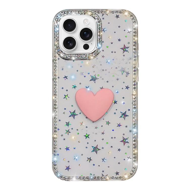 เคสโทรศัพท์ IMD หัวใจรักสองด้านประดับคริสตัลแฟลช สำหรับ iPhone 16 Pro Max, สำหรับ iPhone 16 Pro, สำหรับ iPhone 16 Plus, สำหรับ iPhone 16, สำหรับ iPhone 15 Pro Max