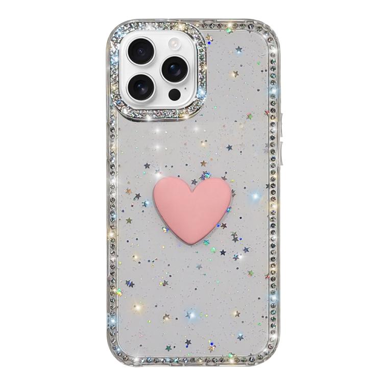 เคสโทรศัพท์ IMD หัวใจรักสองด้านประดับคริสตัลแฟลช สำหรับ iPhone 16 Pro Max, สำหรับ iPhone 16 Pro, สำหรับ iPhone 16 Plus, สำหรับ iPhone 16, สำหรับ iPhone 15 Pro Max