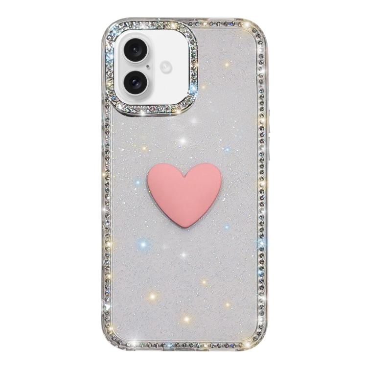 เคสโทรศัพท์ IMD หัวใจรักสองด้านประดับคริสตัลแฟลช สำหรับ iPhone 16 Pro Max, สำหรับ iPhone 16 Pro, สำหรับ iPhone 16 Plus, สำหรับ iPhone 16, สำหรับ iPhone 15 Pro Max