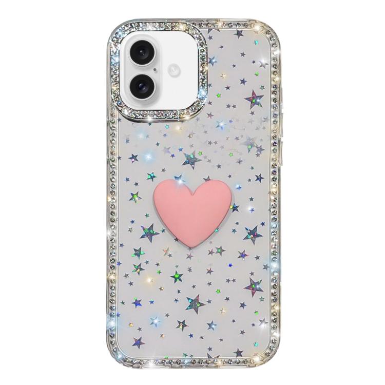 เคสโทรศัพท์ IMD หัวใจรักสองด้านประดับคริสตัลแฟลช สำหรับ iPhone 16 Pro Max, สำหรับ iPhone 16 Pro, สำหรับ iPhone 16 Plus, สำหรับ iPhone 16, สำหรับ iPhone 15 Pro Max