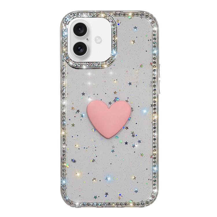 เคสโทรศัพท์ IMD หัวใจรักสองด้านประดับคริสตัลแฟลช สำหรับ iPhone 16 Pro Max, สำหรับ iPhone 16 Pro, สำหรับ iPhone 16 Plus, สำหรับ iPhone 16, สำหรับ iPhone 15 Pro Max