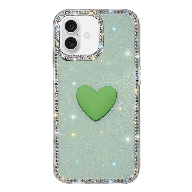 เคสโทรศัพท์ IMD หัวใจรักสองด้านประดับคริสตัลแฟลช สำหรับ iPhone 16 Pro Max, สำหรับ iPhone 16 Pro, สำหรับ iPhone 16 Plus, สำหรับ iPhone 16, สำหรับ iPhone 15 Pro Max