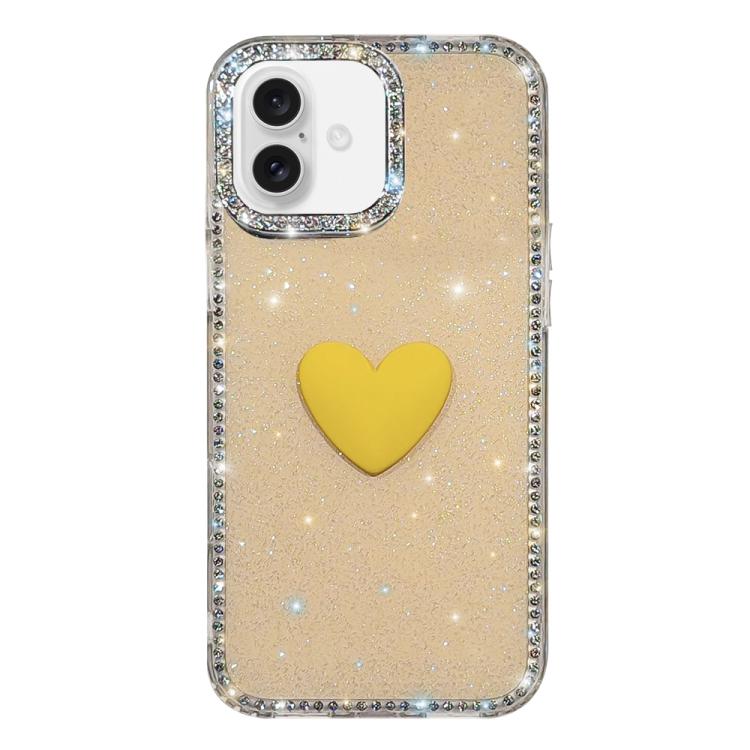 เคสโทรศัพท์ IMD หัวใจรักสองด้านประดับคริสตัลแฟลช สำหรับ iPhone 16 Pro Max, สำหรับ iPhone 16 Pro, สำหรับ iPhone 16 Plus, สำหรับ iPhone 16, สำหรับ iPhone 15 Pro Max