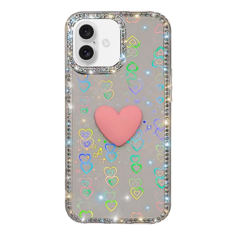 เคสโทรศัพท์ IMD หัวใจรักสองด้านประดับคริสตัลแฟลช สำหรับ iPhone 16 Pro Max, สำหรับ iPhone 16 Pro, สำหรับ iPhone 16 Plus, สำหรับ iPhone 16, สำหรับ iPhone 15 Pro Max