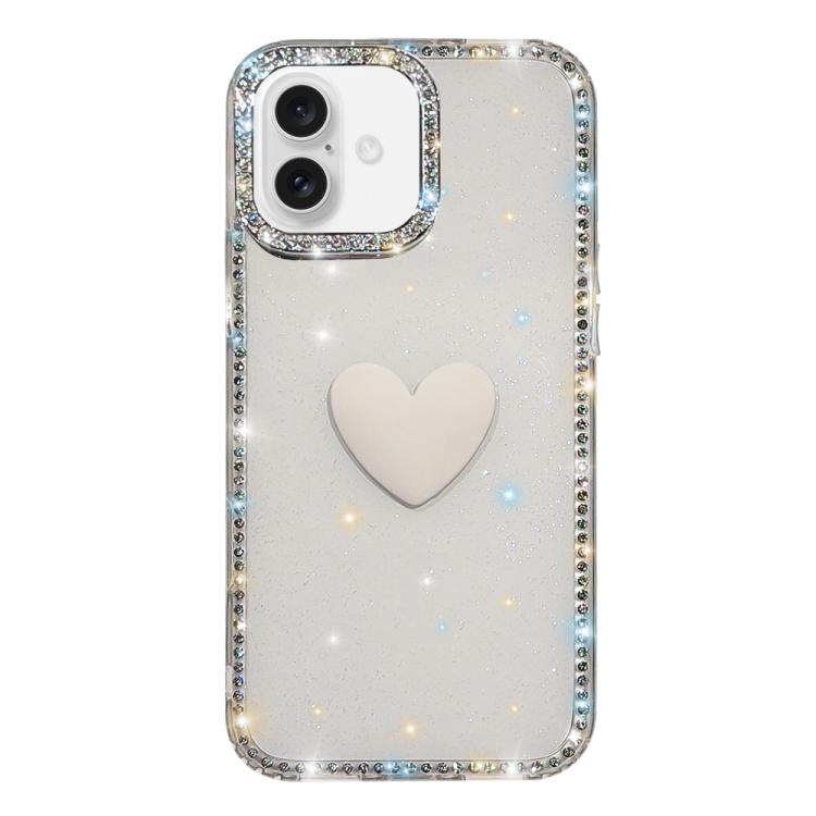 เคสโทรศัพท์ IMD หัวใจรักสองด้านประดับคริสตัลแฟลช สำหรับ iPhone 16 Pro Max, สำหรับ iPhone 16 Pro, สำหรับ iPhone 16 Plus, สำหรับ iPhone 16, สำหรับ iPhone 15 Pro Max