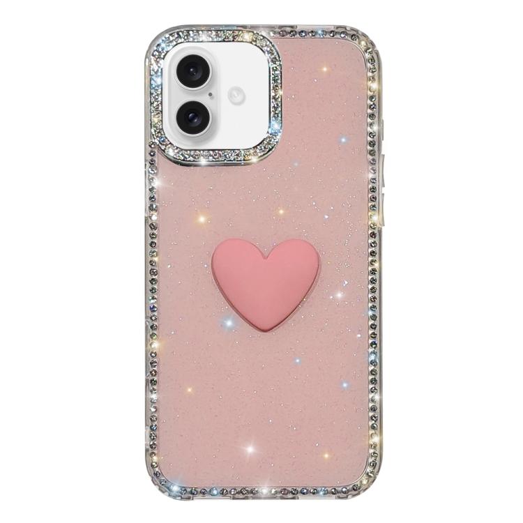 เคสโทรศัพท์ IMD หัวใจรักสองด้านประดับคริสตัลแฟลช สำหรับ iPhone 16 Pro Max, สำหรับ iPhone 16 Pro, สำหรับ iPhone 16 Plus, สำหรับ iPhone 16, สำหรับ iPhone 15 Pro Max