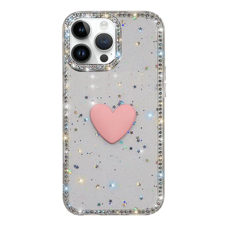เคสโทรศัพท์ IMD หัวใจรักสองด้านประดับคริสตัลแฟลช สำหรับ iPhone 16 Pro Max, สำหรับ iPhone 16 Pro, สำหรับ iPhone 16 Plus, สำหรับ iPhone 16, สำหรับ iPhone 15 Pro Max