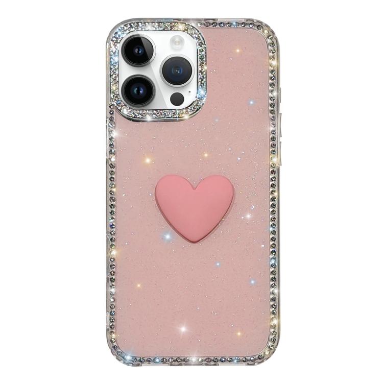 เคสโทรศัพท์ IMD หัวใจรักสองด้านประดับคริสตัลแฟลช สำหรับ iPhone 16 Pro Max, สำหรับ iPhone 16 Pro, สำหรับ iPhone 16 Plus, สำหรับ iPhone 16, สำหรับ iPhone 15 Pro Max