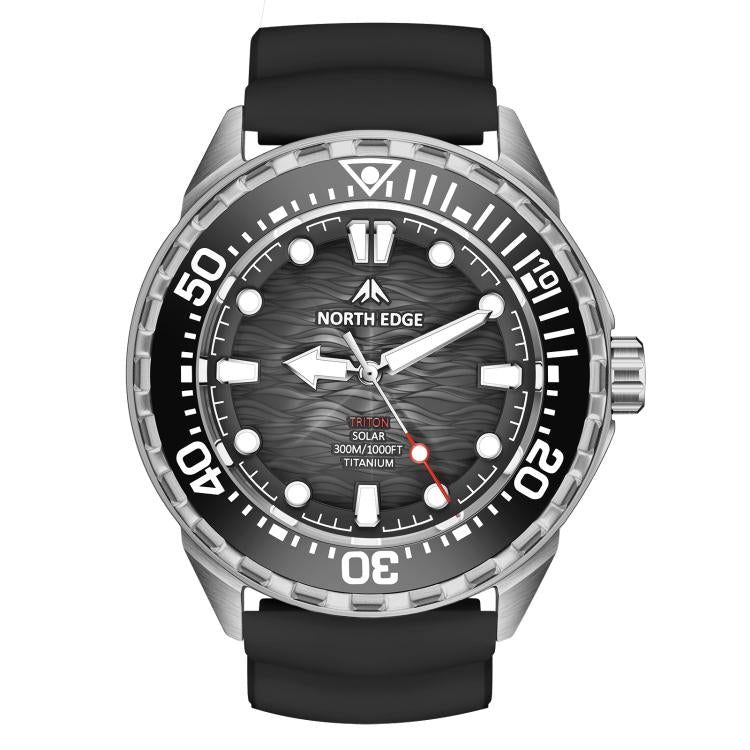 นาฬิกา NORTH EDGE TRITON-TI โลหะผสมไทเทเนียม ชาร์จพลังงานแสงอาทิตย์ นาฬิกาดำน้ำมืออาชีพกลางแจ้ง