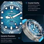 นาฬิกา NORTH EDGE TRITON-TI โลหะผสมไทเทเนียม ชาร์จพลังงานแสงอาทิตย์ นาฬิกาดำน้ำมืออาชีพกลางแจ้ง