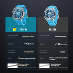 นาฬิกา NORTH EDGE TRITON-TI โลหะผสมไทเทเนียม ชาร์จพลังงานแสงอาทิตย์ นาฬิกาดำน้ำมืออาชีพกลางแจ้ง