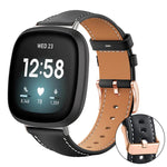 xDfind Rose Gold Buckle Black Shark Fine Grain Vegan Leather Watch Band, For Fitbit Charge 6 / 5, For Fitbit Versa 4 / 3 / Sense2 / 1, For Fitbit Versa 2/Versa/Versa Lite/Blaze, For Fitbit Charge 4 / 3