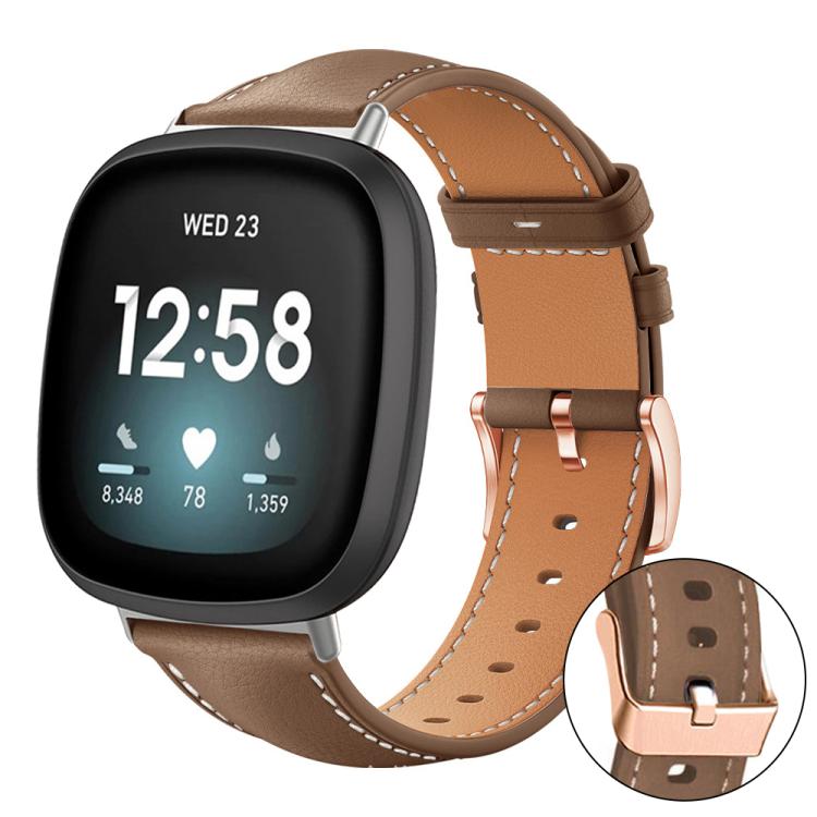 xDfind Rose Gold Buckle Black Shark Fine Grain Vegan Leather Watch Band, For Fitbit Charge 6 / 5, For Fitbit Versa 4 / 3 / Sense2 / 1, For Fitbit Versa 2/Versa/Versa Lite/Blaze, For Fitbit Charge 4 / 3