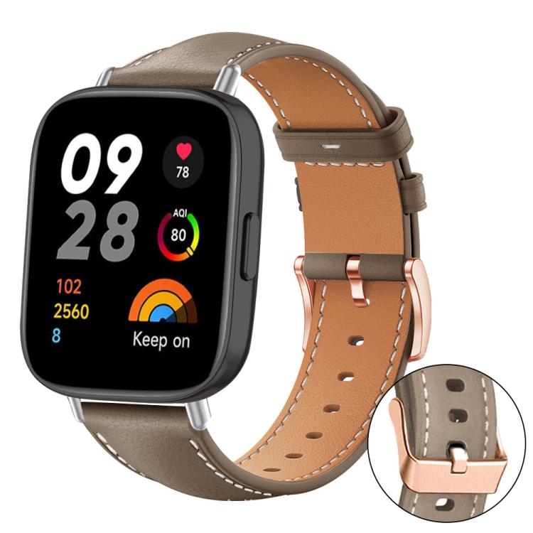 xDfind Rose Gold Buckle Black Shark Fine Grain Vegan Leather Watch Band, For Xiaomi Band 10 Pro / 9 Pro / Redmi Watch 6, For Redmi Watch 3 Active / Watch 3 Lite, For Redmi Watch 3