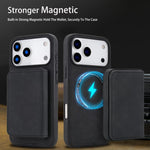 กระเป๋าสตางค์แม่เหล็กถอดได้ลายหนังเทียมย้อนยุคพร้อมบล็อก RFID สำหรับ iPhone 17 Pro Max, สำหรับ iPhone 17 Pro