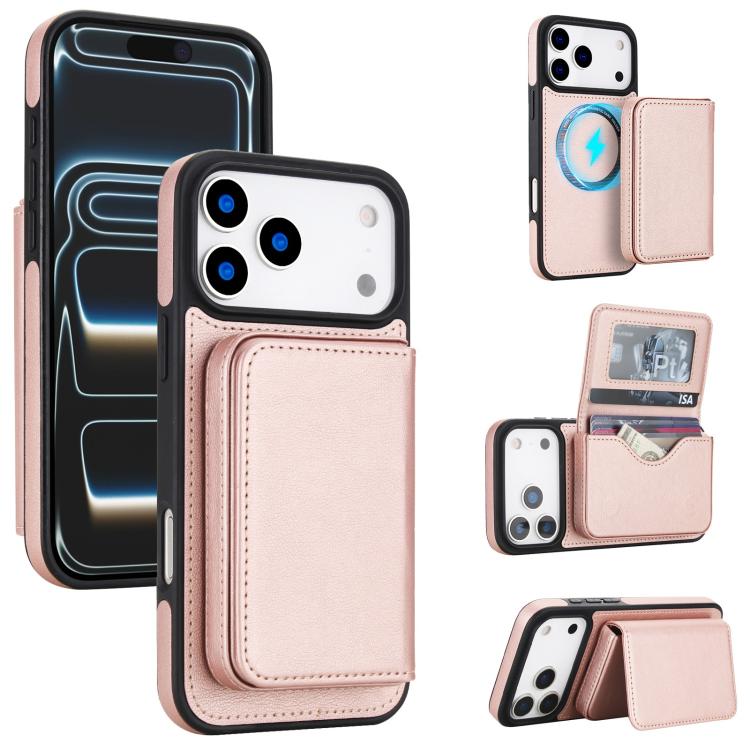 กระเป๋าสตางค์แม่เหล็กถอดได้ลายหนังเทียมย้อนยุคพร้อมบล็อก RFID สำหรับ iPhone 17 Pro Max, สำหรับ iPhone 17 Pro