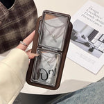 เคสโทรศัพท์กันกระแทกพร้อมที่ยึดกระจกลายหนังลูกแกะ สำหรับ iPhone 17 Pro Max, สำหรับ iPhone 17 Pro