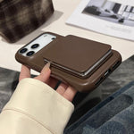 เคสโทรศัพท์กันกระแทกพร้อมที่ยึดกระจกลายหนังลูกแกะ สำหรับ iPhone 17 Pro Max, สำหรับ iPhone 17 Pro