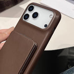 เคสโทรศัพท์กันกระแทกพร้อมที่ยึดกระจกลายหนังลูกแกะ สำหรับ iPhone 17 Pro Max, สำหรับ iPhone 17 Pro