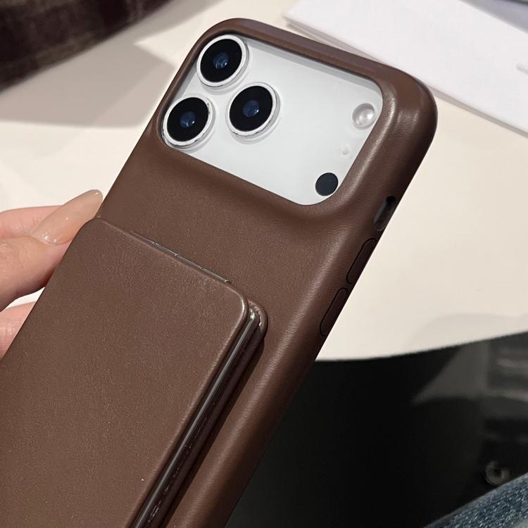 เคสโทรศัพท์กันกระแทกพร้อมที่ยึดกระจกลายหนังลูกแกะ สำหรับ iPhone 17 Pro Max, สำหรับ iPhone 17 Pro