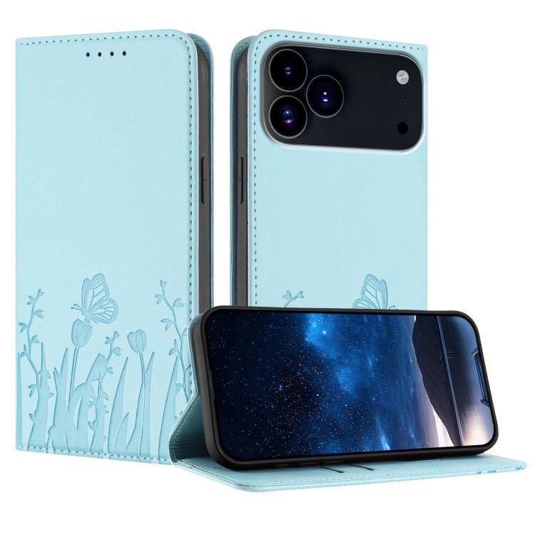 เคสโทรศัพท์หนังวีแกนแม่เหล็กลายดอกทิวลิปผีเสื้อ สำหรับ iPhone 17e / 16e, สำหรับ iPhone 17 Pro Max, สำหรับ iPhone 17 Pro, สำหรับ iPhone 17