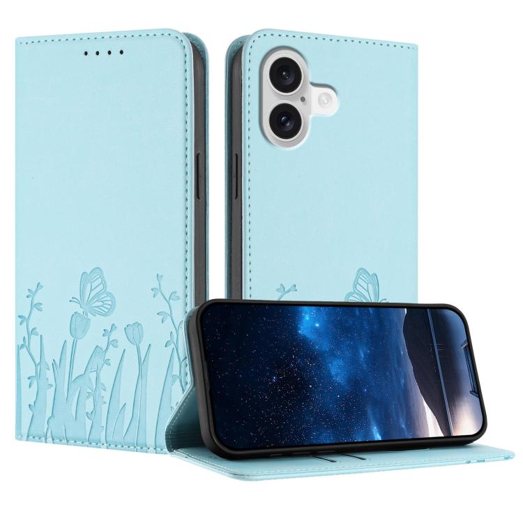 เคสโทรศัพท์หนังวีแกนแม่เหล็กลายดอกทิวลิปผีเสื้อ สำหรับ iPhone 17e / 16e, สำหรับ iPhone 17 Pro Max, สำหรับ iPhone 17 Pro, สำหรับ iPhone 17