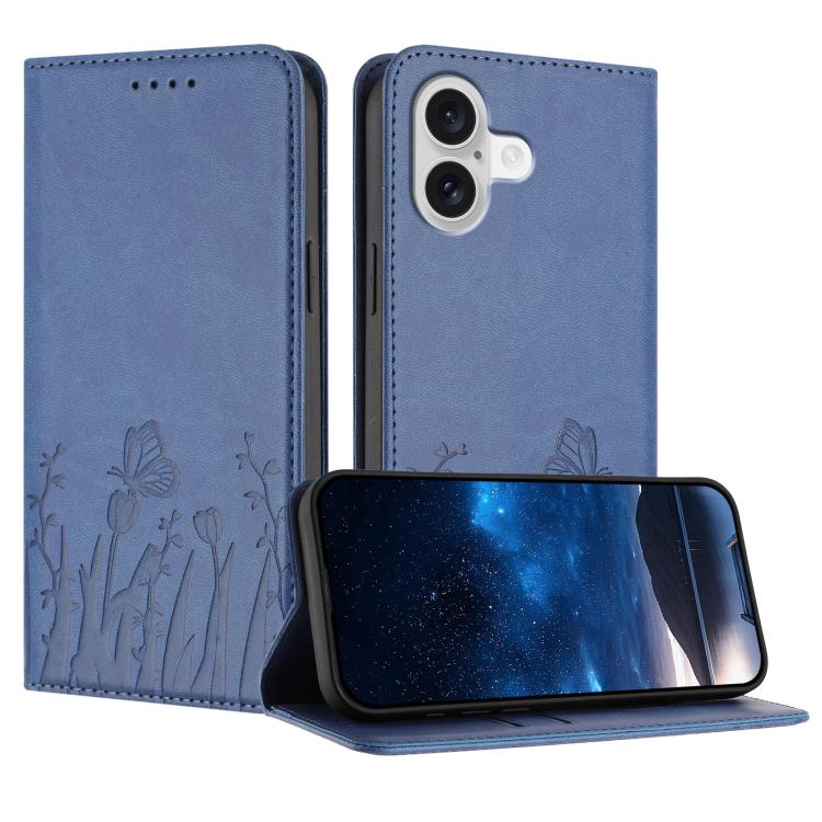 เคสโทรศัพท์หนังวีแกนแม่เหล็กลายดอกทิวลิปผีเสื้อ สำหรับ iPhone 17e / 16e, สำหรับ iPhone 17 Pro Max, สำหรับ iPhone 17 Pro, สำหรับ iPhone 17