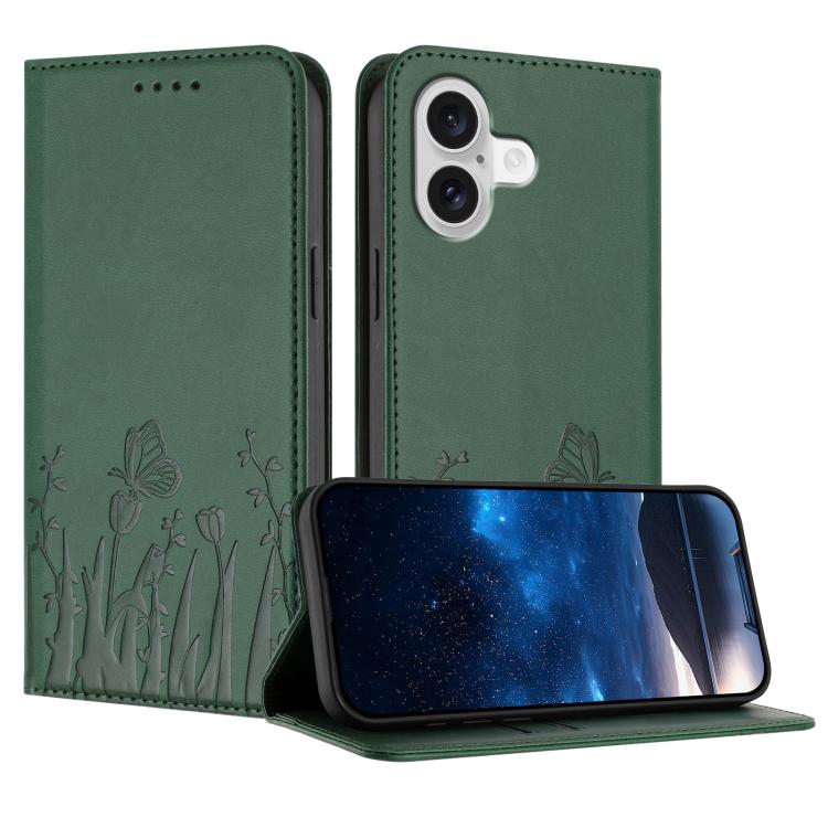 เคสโทรศัพท์หนังวีแกนแม่เหล็กลายดอกทิวลิปผีเสื้อ สำหรับ iPhone 17e / 16e, สำหรับ iPhone 17 Pro Max, สำหรับ iPhone 17 Pro, สำหรับ iPhone 17