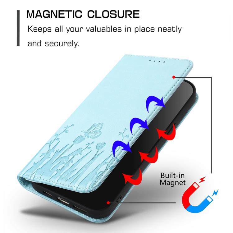 เคสโทรศัพท์หนังวีแกนแม่เหล็กลายดอกทิวลิปผีเสื้อ สำหรับ iPhone Air, สำหรับ iPhone 16 Pro Max, สำหรับ iPhone 16 Pro, สำหรับ iPhone 16 Plus