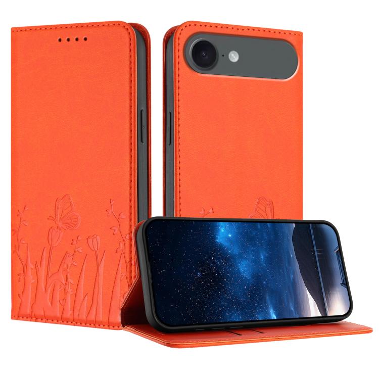 เคสโทรศัพท์หนังวีแกนแม่เหล็กลายดอกทิวลิปผีเสื้อ สำหรับ iPhone Air, สำหรับ iPhone 16 Pro Max, สำหรับ iPhone 16 Pro, สำหรับ iPhone 16 Plus
