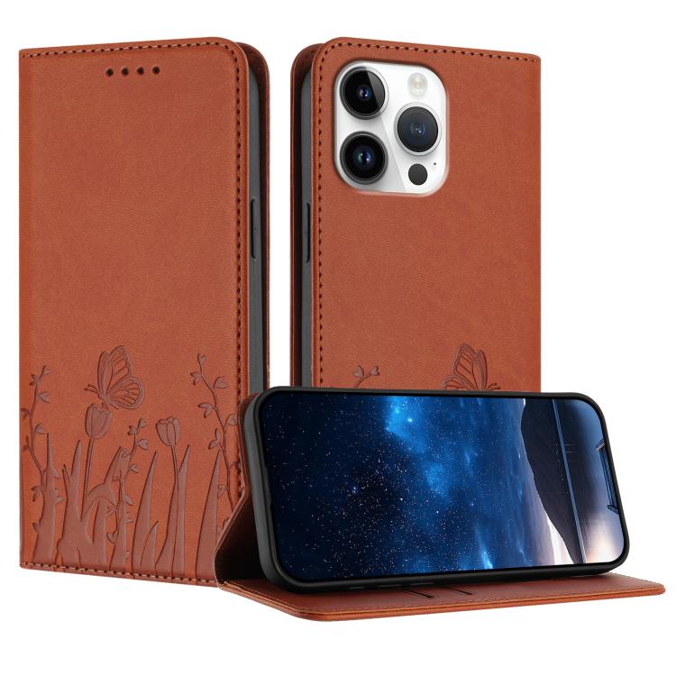 เคสโทรศัพท์หนังวีแกนแม่เหล็กลายดอกทิวลิปผีเสื้อ สำหรับ iPhone Air, สำหรับ iPhone 16 Pro Max, สำหรับ iPhone 16 Pro, สำหรับ iPhone 16 Plus