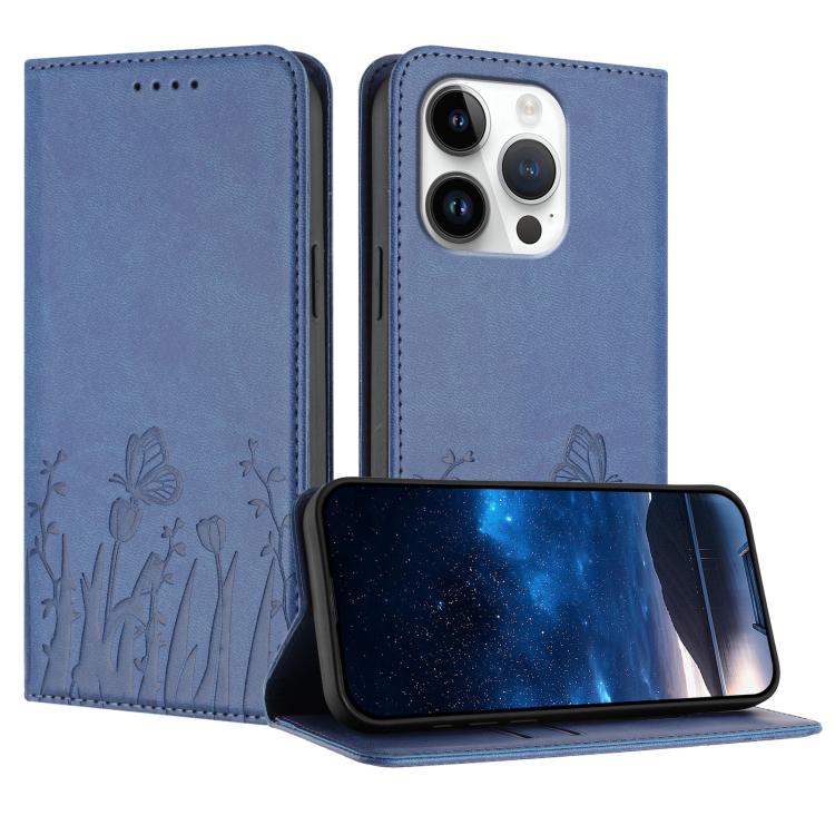 เคสโทรศัพท์หนังวีแกนแม่เหล็กลายดอกทิวลิปผีเสื้อ สำหรับ iPhone Air, สำหรับ iPhone 16 Pro Max, สำหรับ iPhone 16 Pro, สำหรับ iPhone 16 Plus