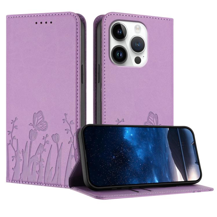เคสโทรศัพท์หนังวีแกนแม่เหล็กลายดอกทิวลิปผีเสื้อ สำหรับ iPhone Air, สำหรับ iPhone 16 Pro Max, สำหรับ iPhone 16 Pro, สำหรับ iPhone 16 Plus