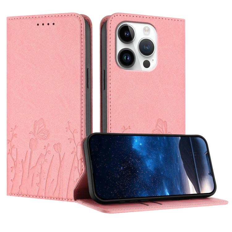 เคสโทรศัพท์หนังวีแกนแม่เหล็กลายดอกทิวลิปผีเสื้อ สำหรับ iPhone Air, สำหรับ iPhone 16 Pro Max, สำหรับ iPhone 16 Pro, สำหรับ iPhone 16 Plus