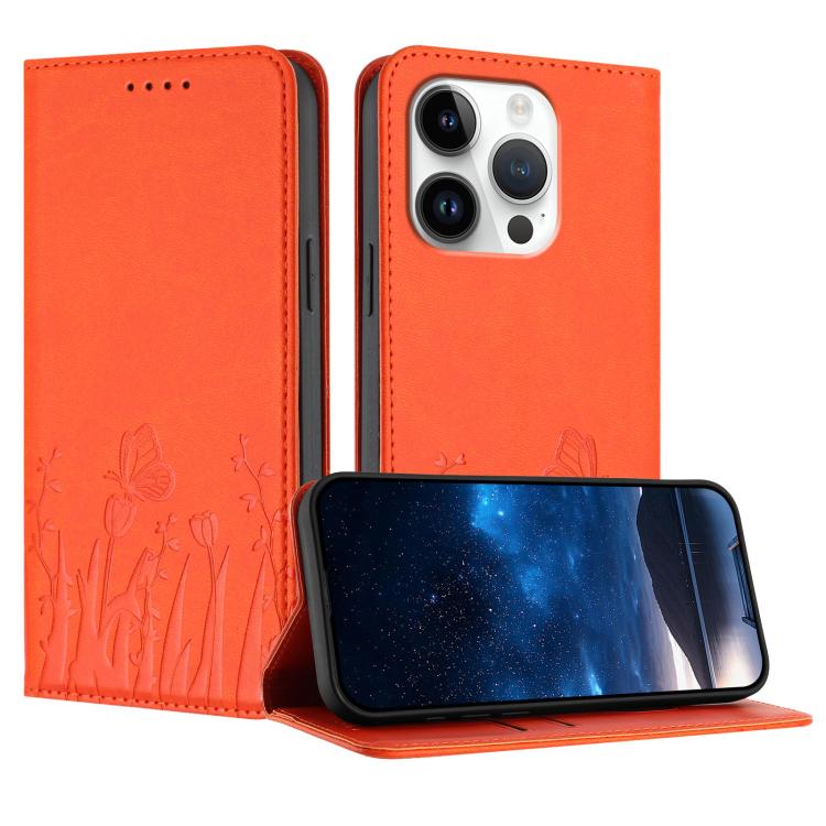 เคสโทรศัพท์หนังวีแกนแม่เหล็กลายดอกทิวลิปผีเสื้อ สำหรับ iPhone Air, สำหรับ iPhone 16 Pro Max, สำหรับ iPhone 16 Pro, สำหรับ iPhone 16 Plus